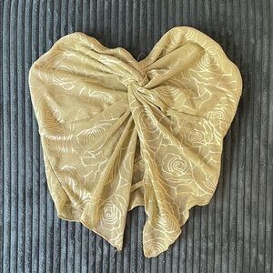 Gold Floral Patterned Scarf